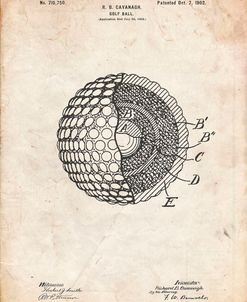 PP42-Vintage Parchment Golf Ball 1902 Patent Poster