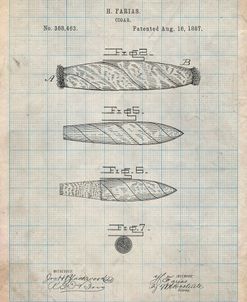 PP43-Antique Grid Parchment Cigar Tobacco Patent Poster