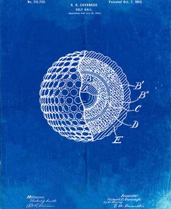 PP42-Faded Blueprint Golf Ball 1902 Patent Poster
