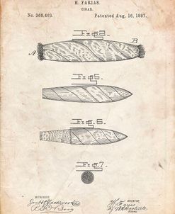 PP43-Vintage Parchment Cigar Tobacco Patent Poster