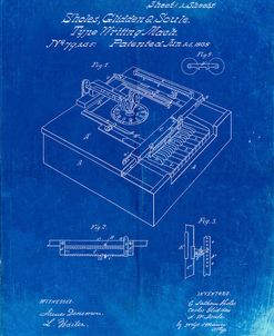 PP45-Faded Blueprint Sholes and Glidden Type- Writer Patent Poster