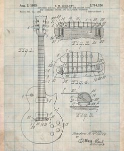 PP47-Antique Grid Parchment Gibson Les Paul Guitar Patent Poster
