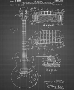 PP47-Black Grid Gibson Les Paul Guitar Patent Poster