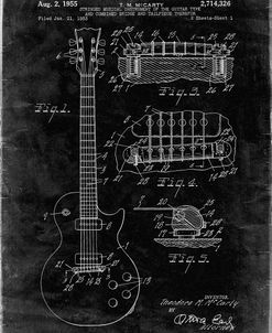 PP47-Black Grunge Gibson Les Paul Guitar Patent Poster