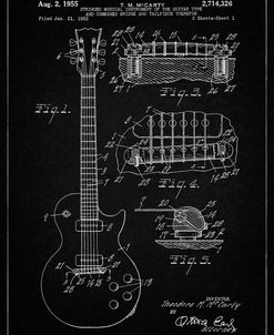PP47-Vintage Black Gibson Les Paul Guitar Patent Poster