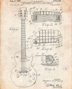 PP47-Vintage Parchment Gibson Les Paul Guitar Patent Poster