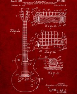 PP47-Burgundy Gibson Les Paul Guitar Patent Poster