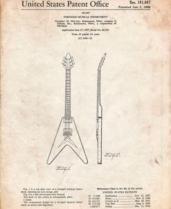 PP48-Vintage Parchment Gibson Flying V Guitar Poster