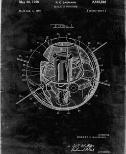 PP52-Black Grunge Earth Satellite Patent Poster