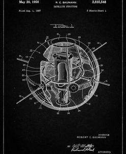 PP52-Vintage Black Earth Satellite Patent Poster