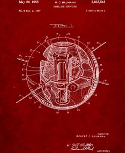 PP52-Burgundy Earth Satellite Patent Poster