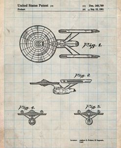 PP56-Antique Grid Parchment Starship Enterprise Patent Poster