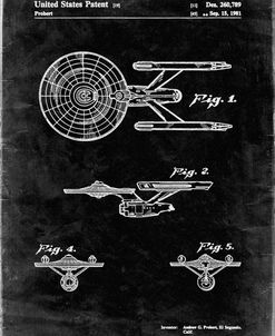 PP56-Black Grunge Starship Enterprise Patent Poster