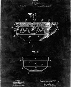 PP57-Black Grunge Haviland Demitasse Tea Cup Patent Poster