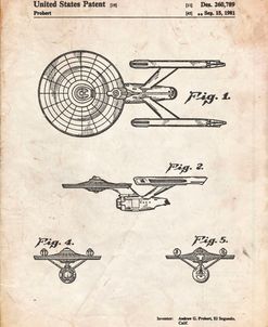 PP56-Vintage Parchment Starship Enterprise Patent Poster