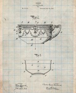 PP57-Antique Grid Parchment Haviland Demitasse Tea Cup Patent Poster