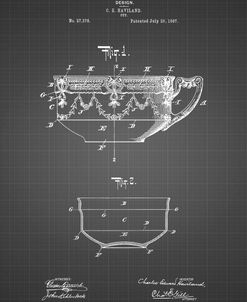 PP57-Black Grid Haviland Demitasse Tea Cup Patent Poster