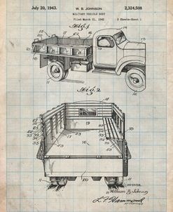 PP59-Antique Grid Parchment Army Troops Transport Truck Patent Poster