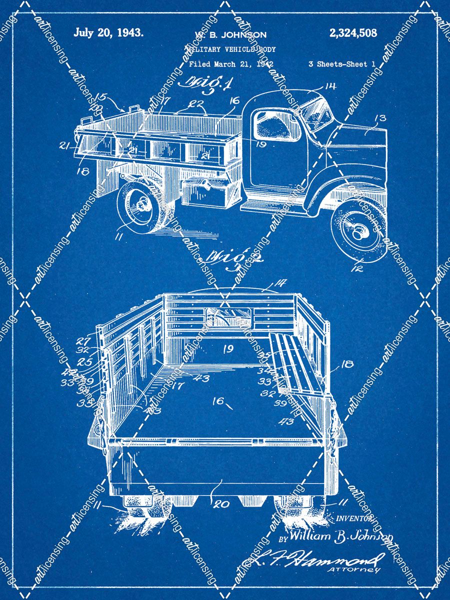 PP59-Blueprint Army Troops Transport Truck Patent Poster