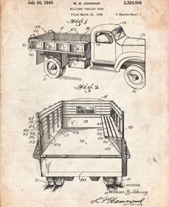 PP59-Vintage Parchment Army Troops Transport Truck Patent Poster