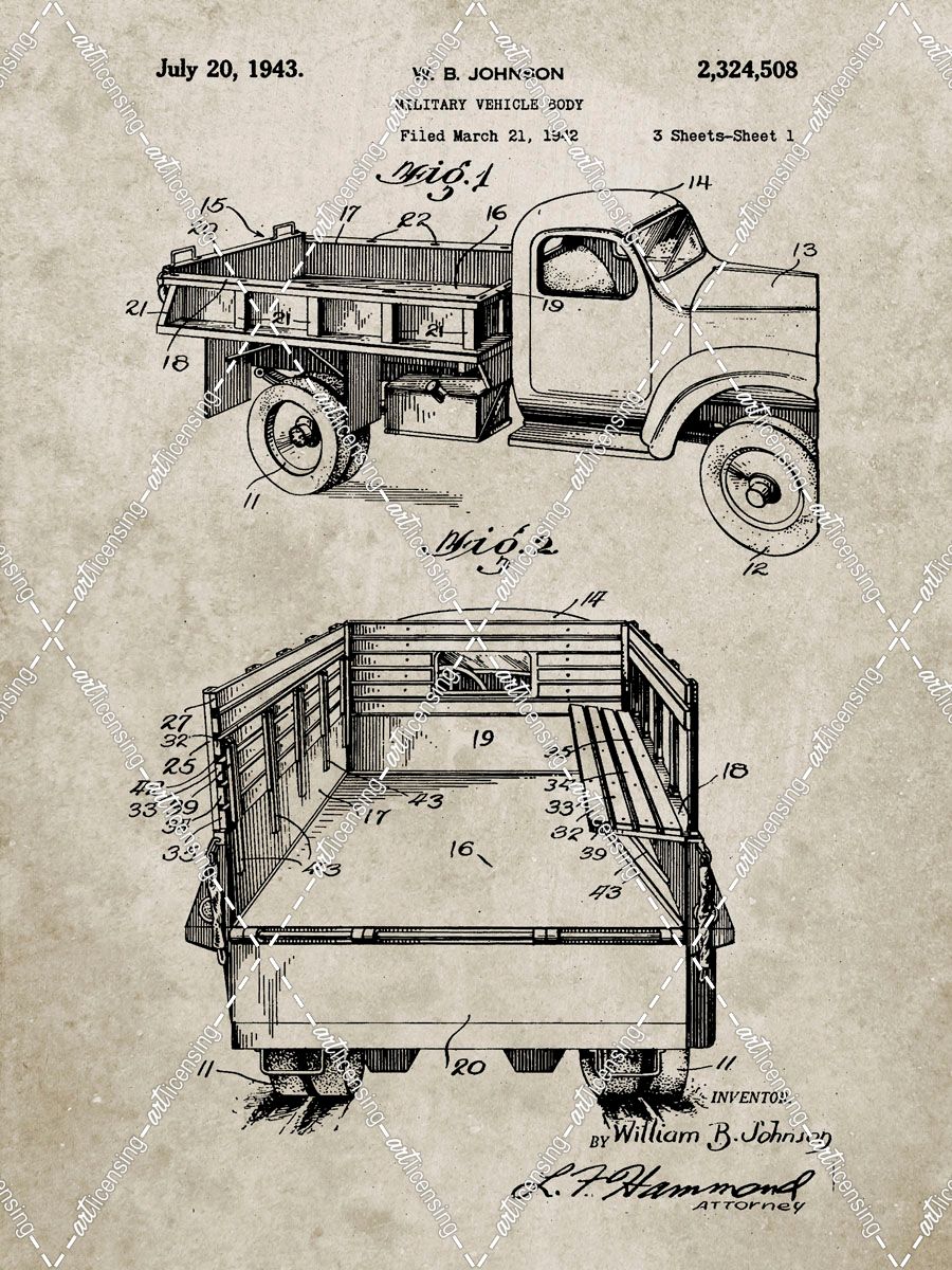 PP59-Sandstone Army Troops Transport Truck Patent Poster