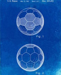 PP62-Faded Blueprint Leather Soccer Ball Patent Poster