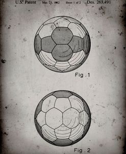 PP62-Faded Grey Leather Soccer Ball Patent Poster