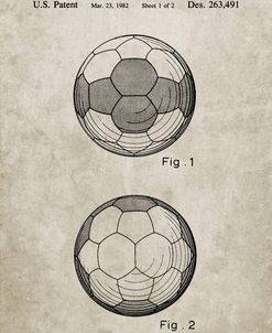 PP62-Sandstone Leather Soccer Ball Patent Poster