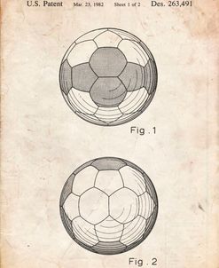 PP62-Vintage Parchment Leather Soccer Ball Patent Poster