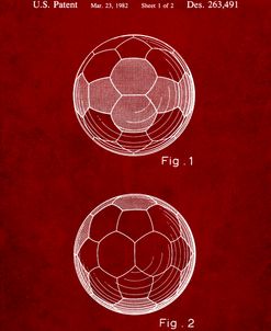PP62-Burgundy Leather Soccer Ball Patent Poster