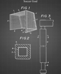 PP63-Black Grid Soccer Goal Patent Poster