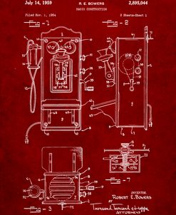 PP65-Burgundy Wall Phone Patent Poster
