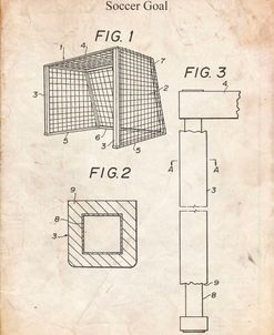 PP63-Vintage Parchment Soccer Goal Patent Poster