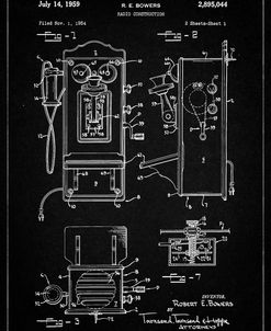PP65-Vintage Black Wall Phone Patent Poster