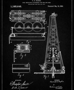PP66-Vintage Black Howard Hughes Oil Drilling Rig Patent Poster