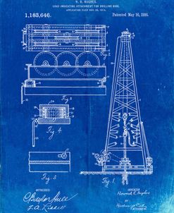 PP66-Faded Blueprint Howard Hughes Oil Drilling Rig Patent Poster