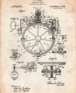 PP67-Vintage Parchment Gyrocompass Patent Poster