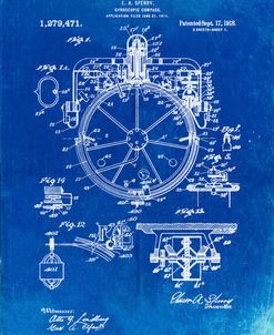 PP67-Faded Blueprint Gyrocompass Patent Poster