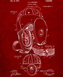 PP73-Burgundy Football Leather Helmet 1927 Patent Poster