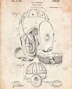 PP73-Vintage Parchment Football Leather Helmet 1927 Patent Poster