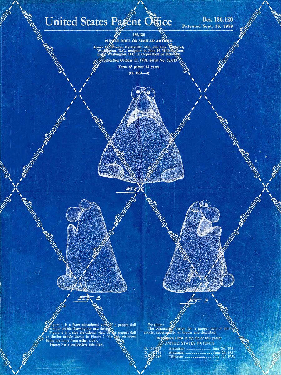 PP75-Faded Blueprint Wilkins Coffee (Wontkins) Muppet Patent Poster