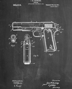 PP76-Chalkboard Colt 1911 Semi-Automatic Pistol Patent Poster