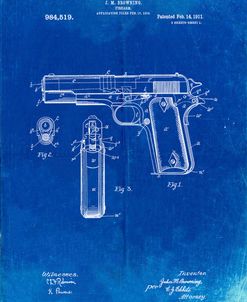 PP76-Faded Blueprint Colt 1911 Semi-Automatic Pistol Patent Poster