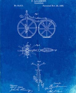 PP77-Faded Blueprint First Bicycle 1866 Patent Poster