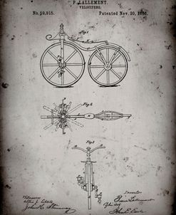 PP77-Faded Grey First Bicycle 1866 Patent Poster