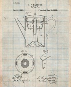 PP78-Antique Grid Parchment Coffee Percolator 1880 Patent Art