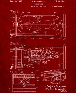 PP79-Burgundy Pin Ball Machine Patent Poster