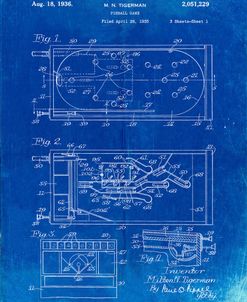 PP79-Faded Blueprint Pin Ball Machine Patent Poster