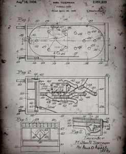 PP79-Faded Grey Pin Ball Machine Patent Poster