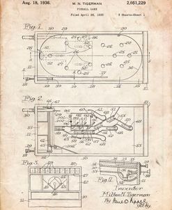 PP79-Vintage Parchment Pin Ball Machine Patent Poster